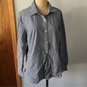 VINEYARD VINES sz 10 Classic Navy Gingham Long Sleeve Button Down